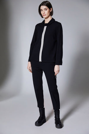 Carraig Donn Black Zip Front Cowl Neck Top