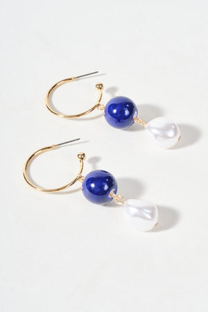 Carraig Donn Blue And Pearl Hoop Earring