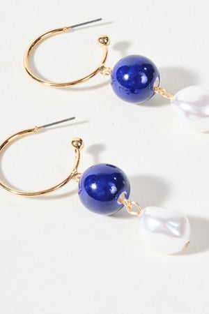 Carraig Donn Blue And Pearl Hoop Earring