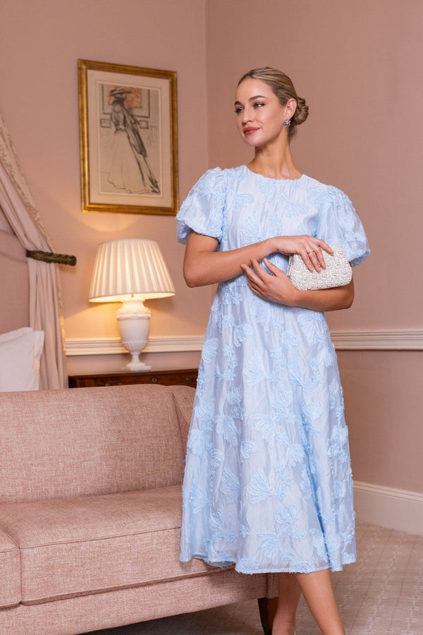 Carraig Donn Blue Appliqué Floral Midi Dress