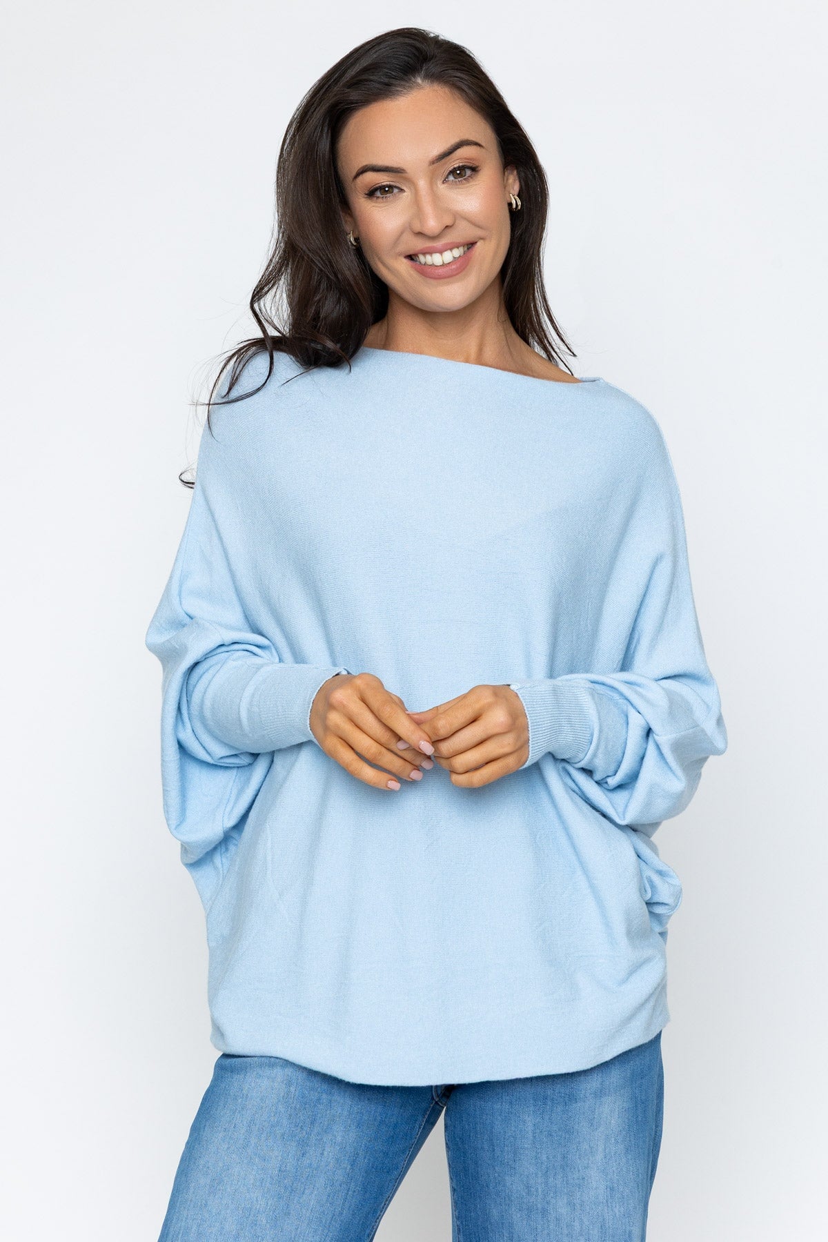 Blue Batwing Knit Jumper