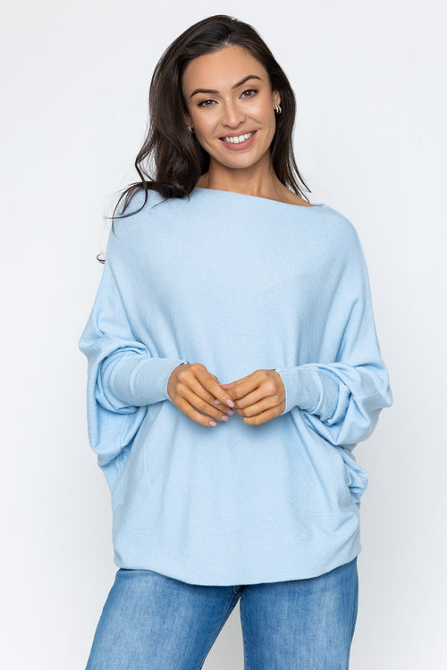 Blue Batwing Knit Jumper