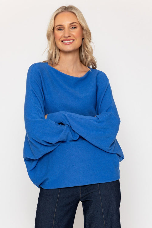 Blue Batwing Knit Jumper