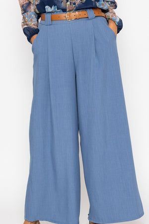 Carraig Donn Blue Belted Wide Leg Trousers