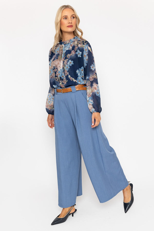Carraig Donn Blue Belted Wide Leg Trousers