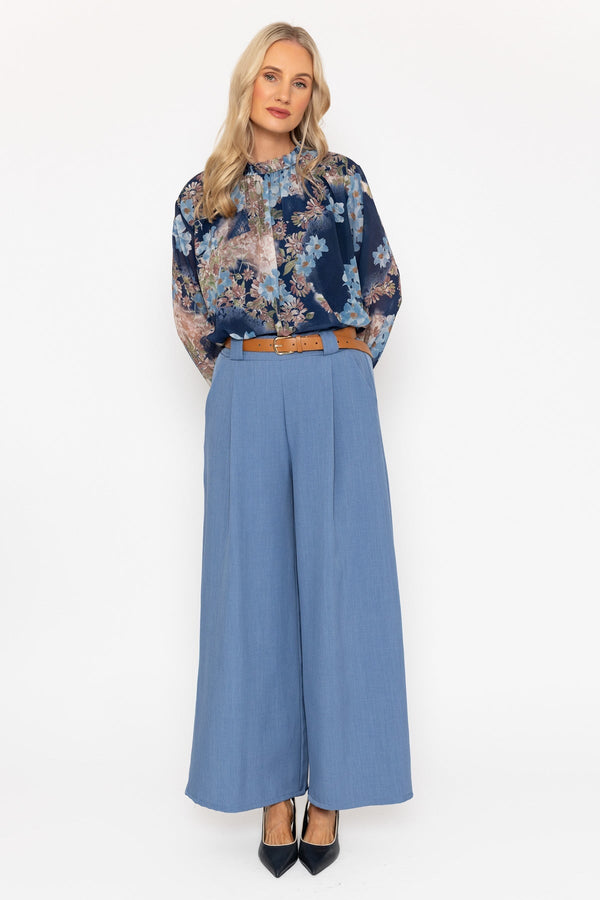 Carraig Donn Blue Belted Wide Leg Trousers