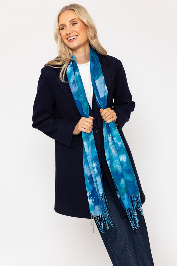 Carraig Donn Blue Contrast Print Scarf