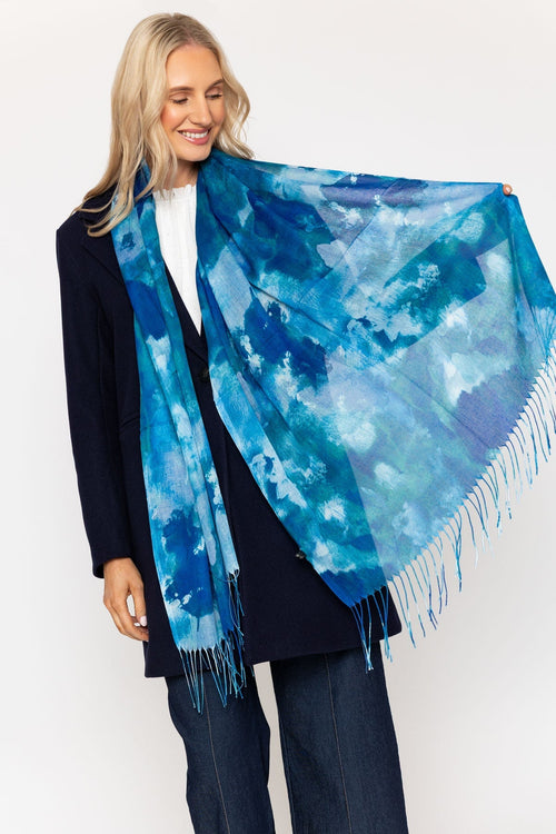 Carraig Donn Blue Contrast Print Scarf