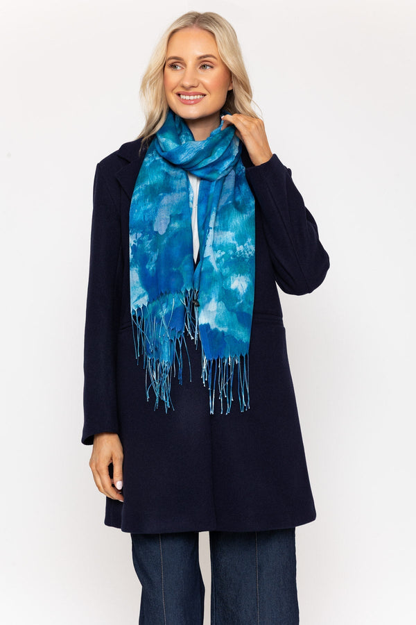 Carraig Donn Blue Contrast Print Scarf