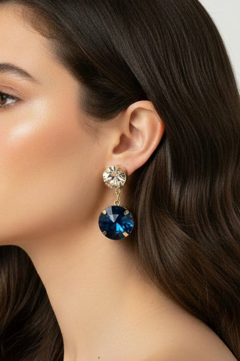 Blue Crystal Drop Earrings