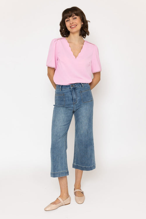 Blue Denim Jeans with Front Pockets
