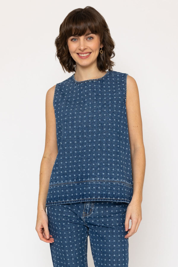 Carraig Donn Blue Denim Polka Dot Top