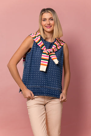 Carraig Donn Blue Denim Polka Dot Top