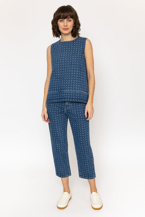 Carraig Donn Blue Denim Polka Dot Top