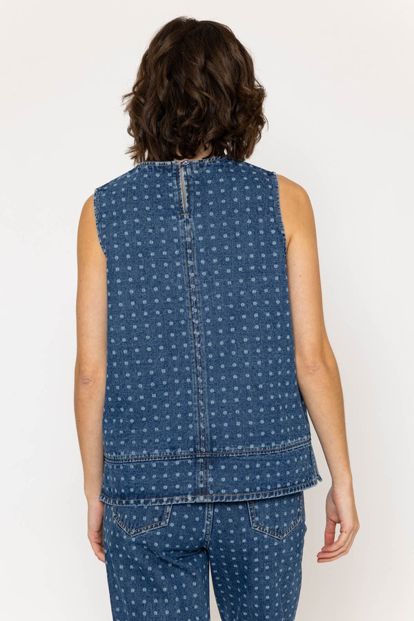 Carraig Donn Blue Denim Polka Dot Top