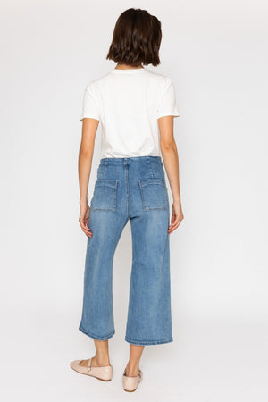 Carraig Donn Blue Denim Wide Leg Cropped Jeans