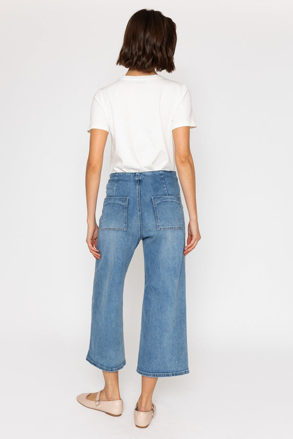 Carraig Donn Blue Denim Wide Leg Cropped Jeans