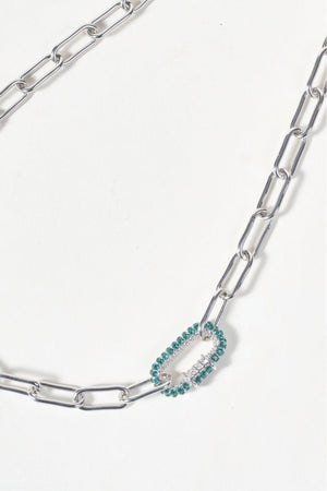 Carraig Donn Blue Diamante Silver Loop Chain Necklace