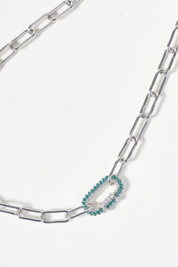 Carraig Donn Blue Diamante Silver Loop Chain Necklace