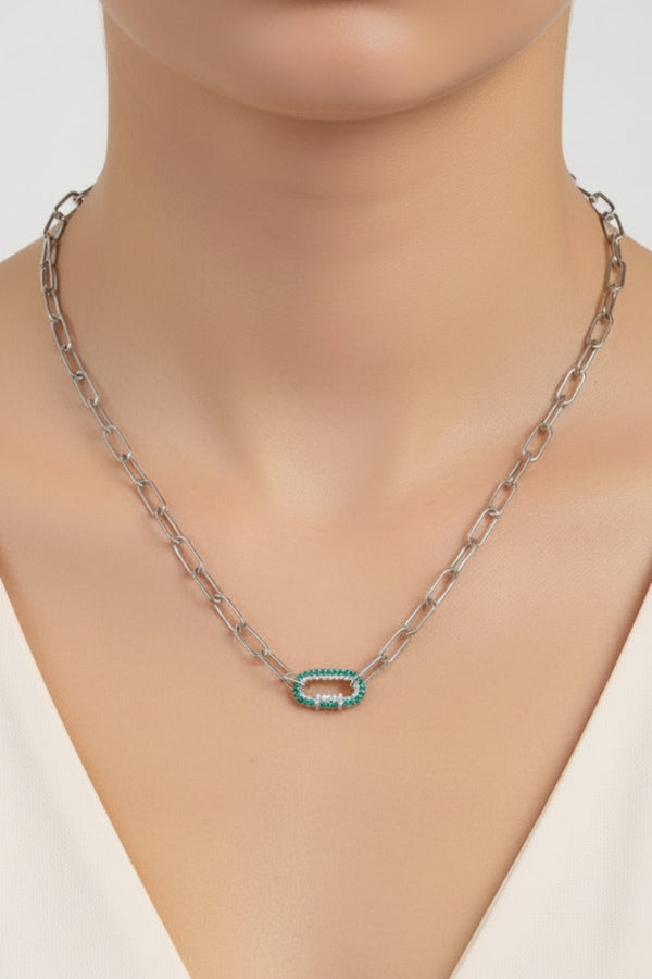 Carraig Donn Blue Diamante Silver Loop Chain Necklace