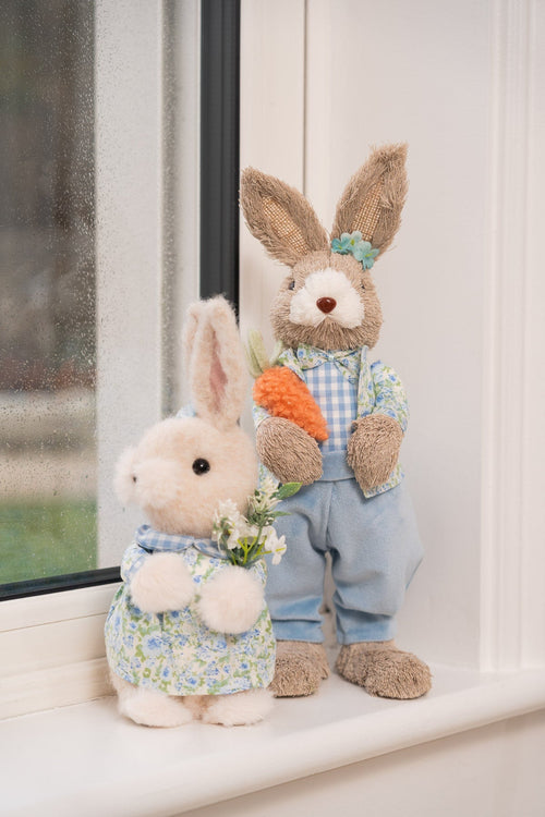 Carraig Donn Blue Easter Bunny Girl Holding Flowers