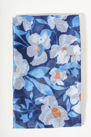 Carraig Donn Blue Floral Border Scarf