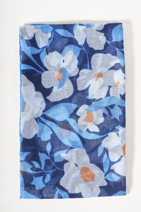 Carraig Donn Blue Floral Border Scarf