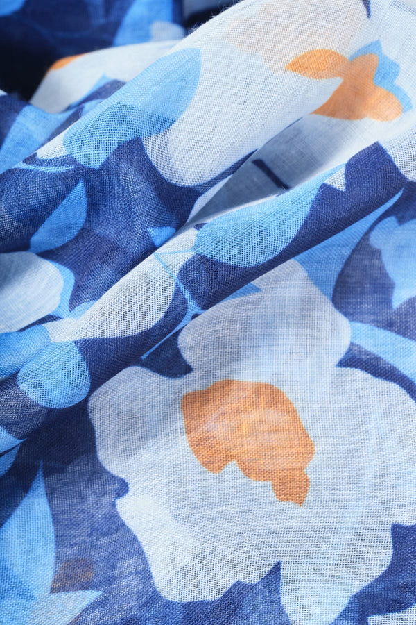 Carraig Donn Blue Floral Border Scarf