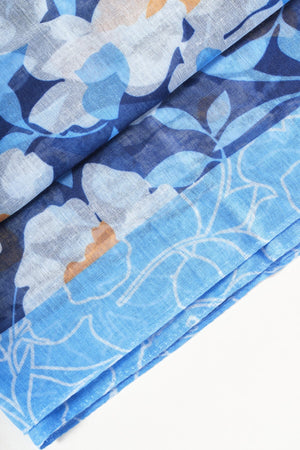 Carraig Donn Blue Floral Border Scarf
