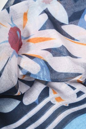 Carraig Donn Blue Floral Print Scarf
