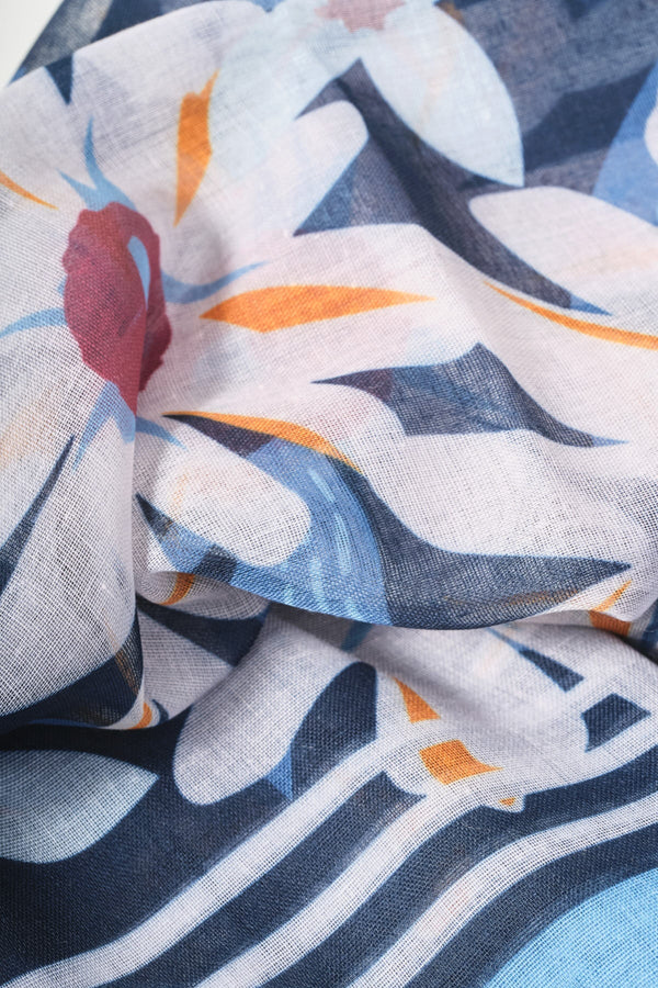Carraig Donn Blue Floral Print Scarf