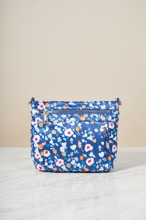 Blue Floral Printed Crossbody Bag