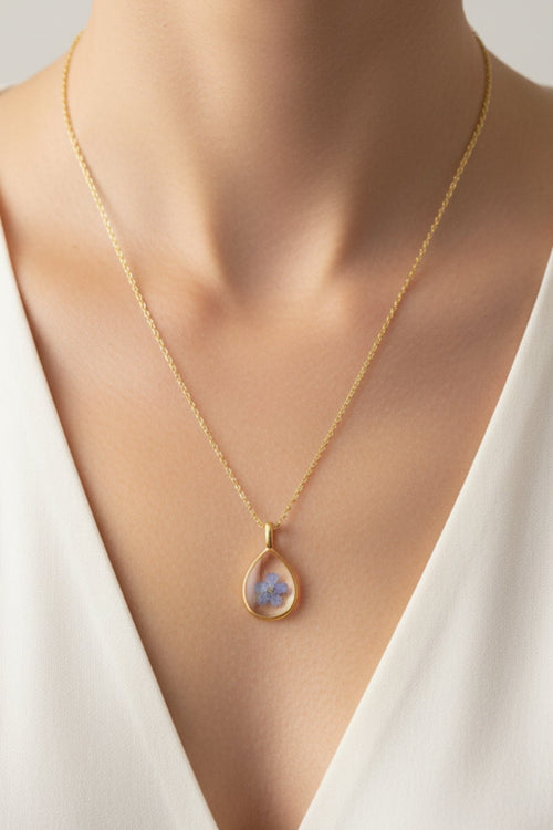 Blue Flower Embellished Necklace