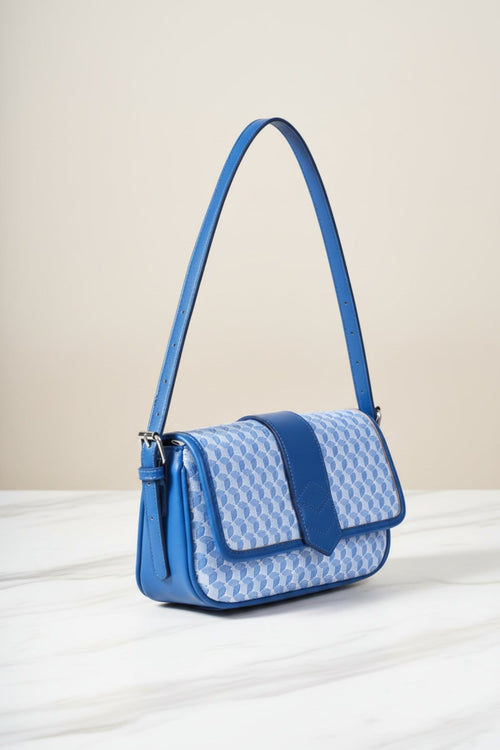 Blue Geometric Print Shoulder Bag