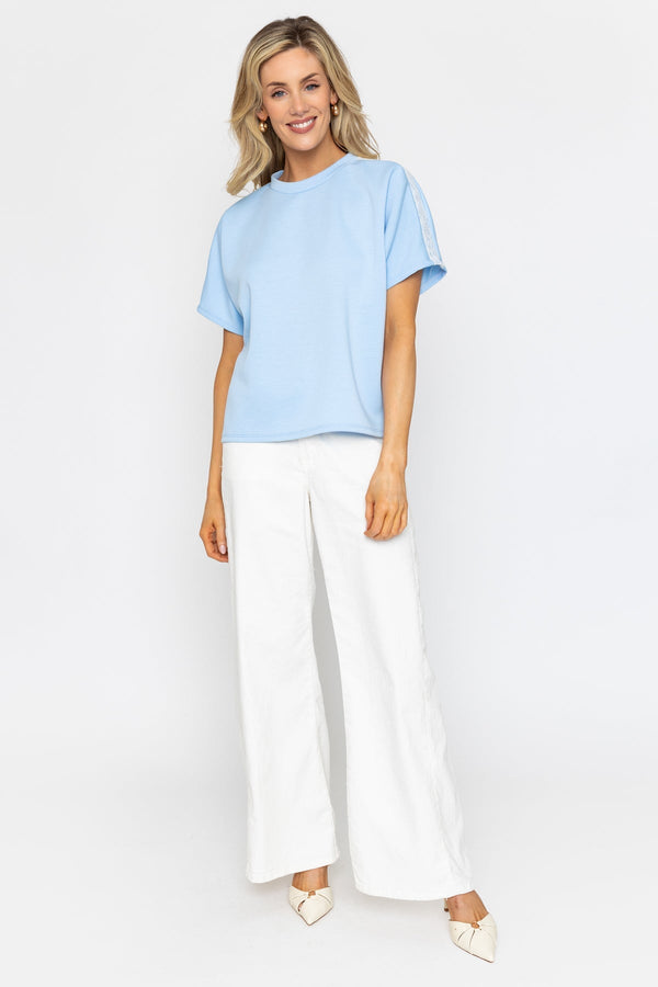Carraig Donn Blue Lace Trim T-Shirt Top