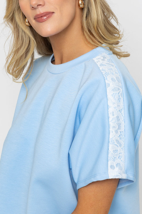 Carraig Donn Blue Lace Trim T-Shirt Top