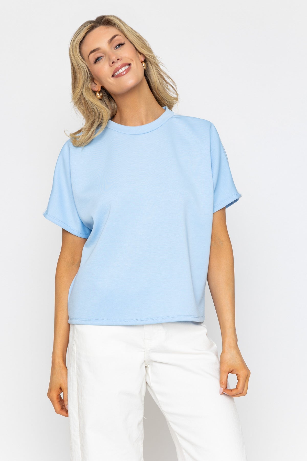 Blue Lace Trim T-Shirt Top