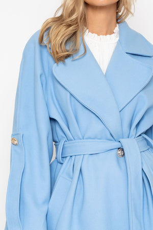 Carraig Donn Blue Long Belted Coat