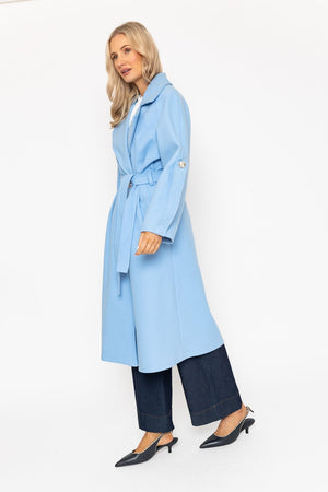 Carraig Donn Blue Long Belted Coat