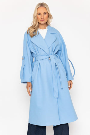 Carraig Donn Blue Long Belted Coat