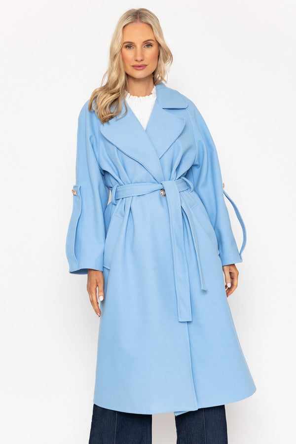 Carraig Donn Blue Long Belted Coat