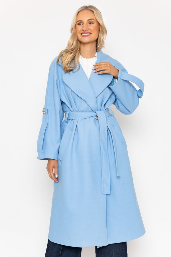 Carraig Donn Blue Long Belted Coat