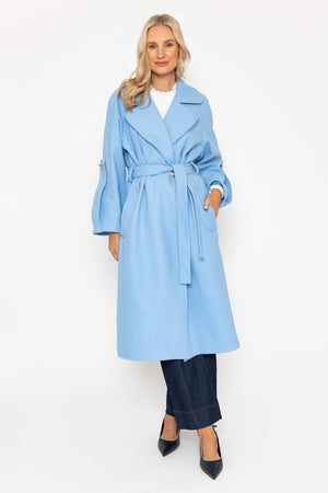 Carraig Donn Blue Long Belted Coat