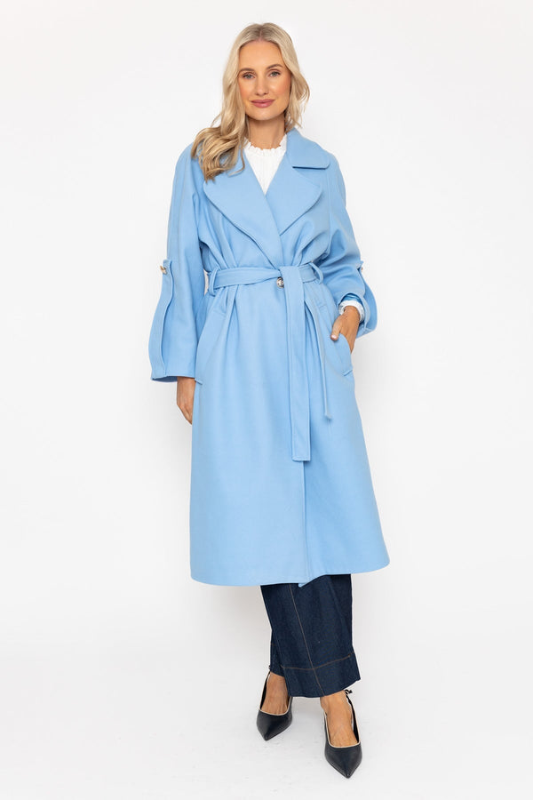 Carraig Donn Blue Long Belted Coat