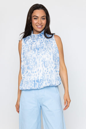 Carraig Donn Blue Lurex Print Halter Top