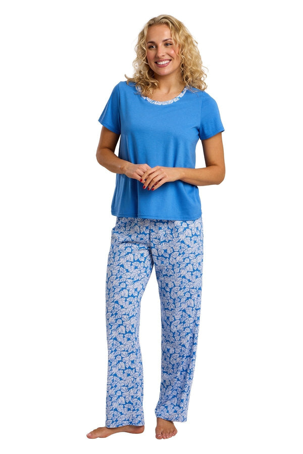 Carraig Donn Blue Palm Print Long Pyjama Set