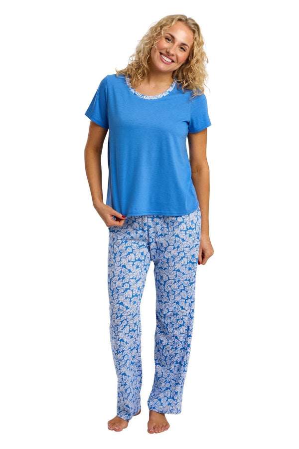 Carraig Donn Blue Palm Print Long Pyjama Set