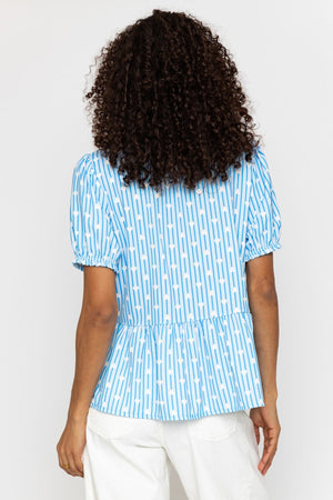 Carraig Donn Blue Peplum Tie Short Sleeve Top