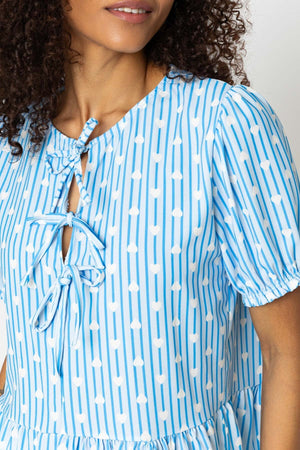 Carraig Donn Blue Peplum Tie Short Sleeve Top