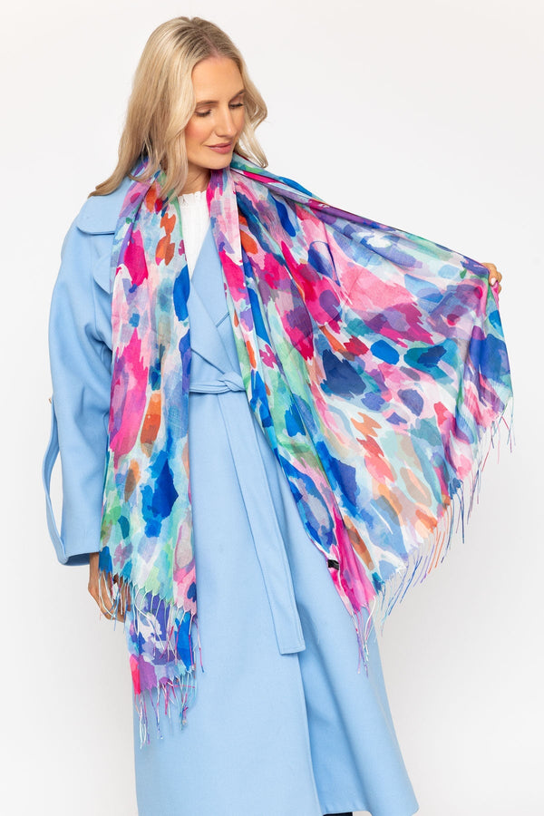 Carraig Donn Blue & Pink Watercolour Print Scarf